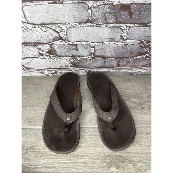 Olukai Ohana Flip Flops Womens Size 9 Brown Thong Slip On Comfort Logo - Picture 13 of 16
